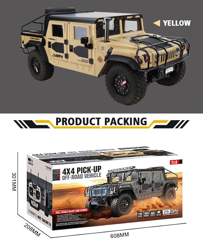HG 4x4 P415A RC Off-Road Vehicles for 1/10 Pick-up Remote Control Cars Motor Servo ESC Hobby Grade Model(Yellow)