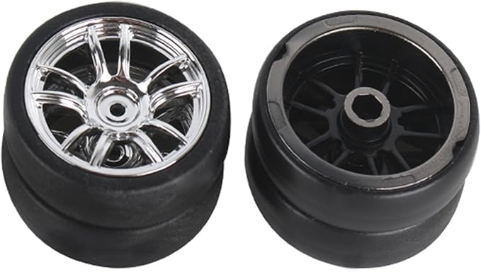 4PCS Black Toy Car Wheel Tires,48mm Simulation Rubber Tire Toy Model Spare Parts Easy Installation Small in Size,Remote and App Controlled Vehicles Parts Tires