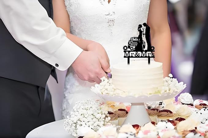 Repairman Wedding Cake Topper Funny Mr & Mrs Cake Decorations Repair Themed Cake Topper for Wedding Anniversary Bridal Shower Party Supplies