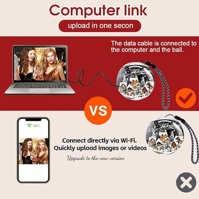 2.76" Crystal Ball Video Player, 2026 New 3D Memory Orb Ball Digital Display Memory Sphere Lamp with Sound, Uploadable Videos&Photos, Personalized Gift for Birthday Anniversary Xmas Valentine's Day
