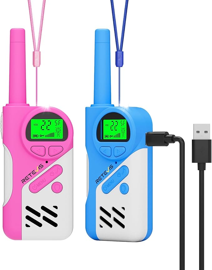 Retevis EZTalk 70 Rechargeable Walkie Talkies for Kids Safe Mode 2 Way Radio Bundle with RT628 Kids Walkie Talkies, Army Toys for 6-12 Year Old Boys Girls for Outdoor Adventure Camping(2 Pack, Camo)