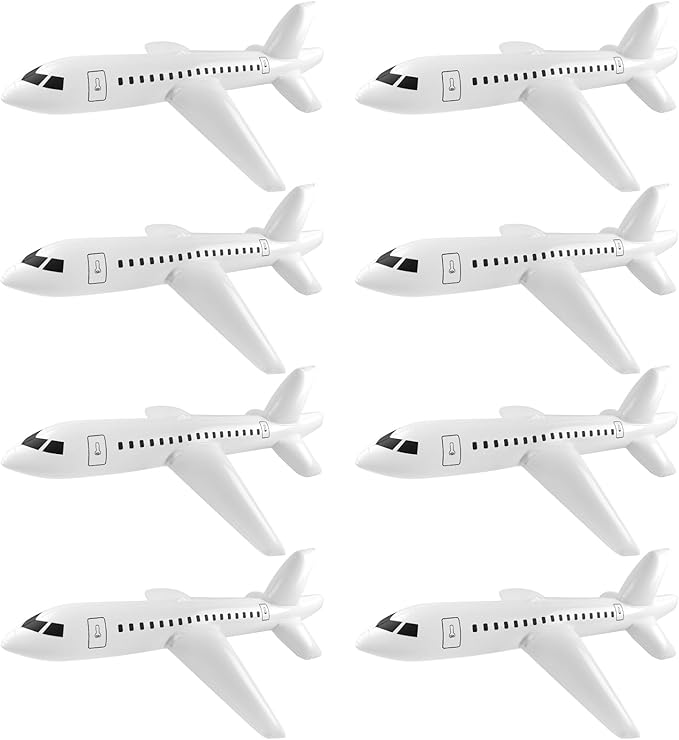 Mototo 4 Pieces Inflatable Airplane Balloon 40 Inch Large Inflatable Plane Balloon White Plane Toy Float Airplane Aviation Themed for Outdoor Indoor Birthday Party Swimming Pool Party Supplies