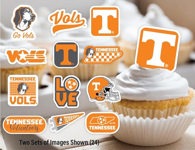 Tennessee Vols Cupcake Topper Party Supplies for Football, Birthday, Graduation Party Decorations (24 Pieces) (Tennessee Volunteers)