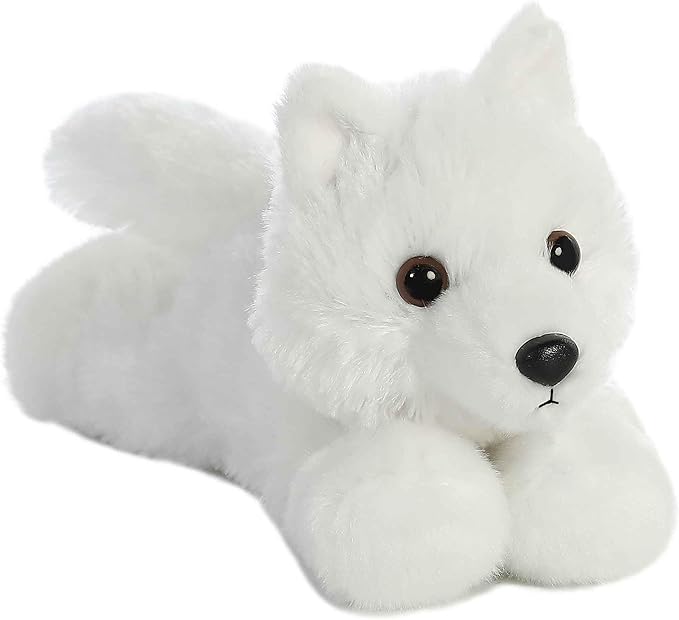 Aurora® Adorable Mini Flopsie™ White Wolf Stuffed Animal - Mini Companions Ready for Playful Adventures - for Kids All Ages, Toddlers, Adults, and Families - White 9 Inches