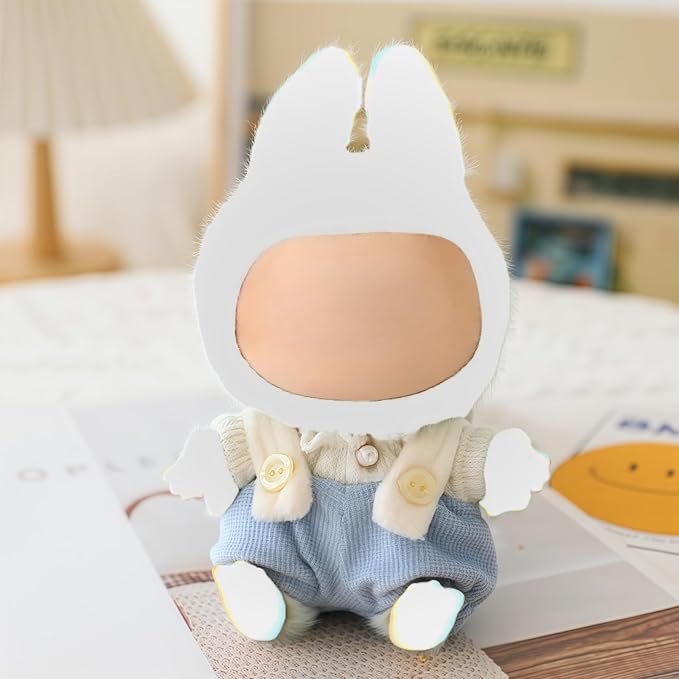 Clothes for Lu bubu 17cm Dolls Accessories(No Doll), Cute Outfit Set 2 Pieces Bib Pants for 17cm Doll Suit, Stylish Dress Up Overalls Doll Clothing Set Replacement Blue