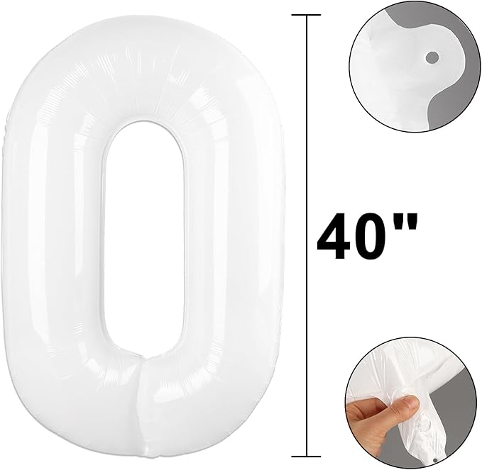 40 Inch Number Balloon White 0 Balloon Party Decorations 10 20 30 40 50 60 Giant Jumbo Foil Balloons 0 Balloon 10 Birthday Boy Girl for Birthday Party