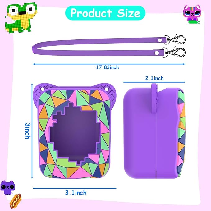 Silicone Case for Bitzee Magicals Digital Pet, Skin Sleeve for Bitzee Magicals Interactive Digital Pet Protective for Girls & Boys with Lanyard (Purple)