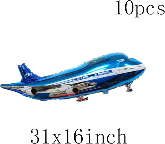31inch Large Airplane Blue Party Decoration Airplane Balloon Birthday Party Supplies (10pcs Airplane)