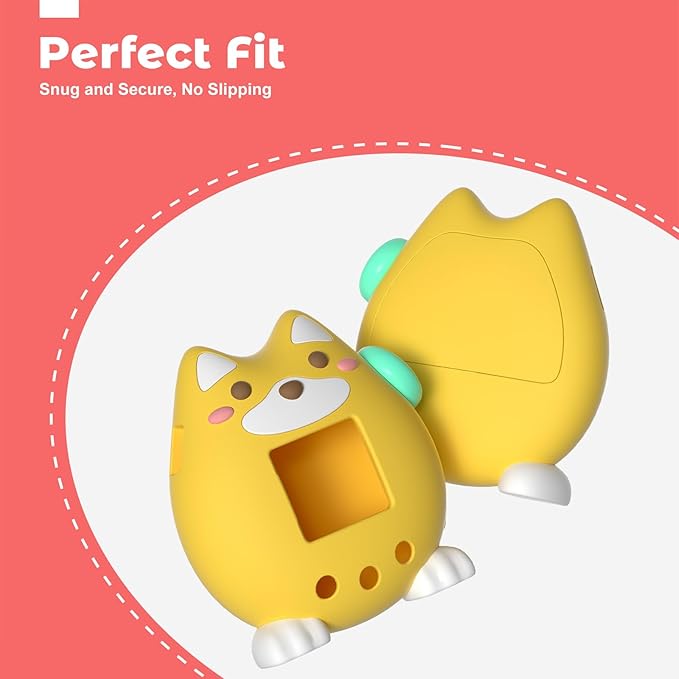 for Tamagotchi Paradise Case,Cute Standing Dog Silicone Protective Cover for Tamagotchi Paradise Electronic Pet,Waterproof Washable Shockproof Anti-Drop 360Full Protection,Puppy Style(Yellow)