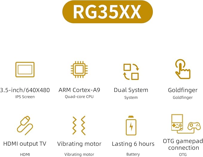 RG35XX Retro Handheld Game Console Linux System HD and TV Output 3.5 Inch IPS Screen 64G TF Card 5500+ Classic Games 2600mAh Battery RG35XX Purple