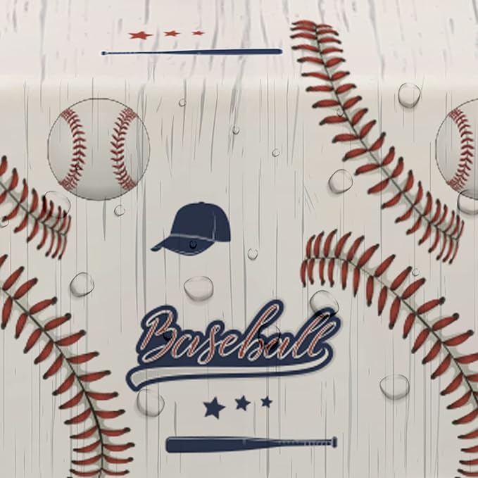 Baseball Party Tablecloth, 2 Pack (54x108in), Disposable Material, Red & Blue, Rectangular, Table Decorations for Birthday, Baby Shower, Sports Themed Events