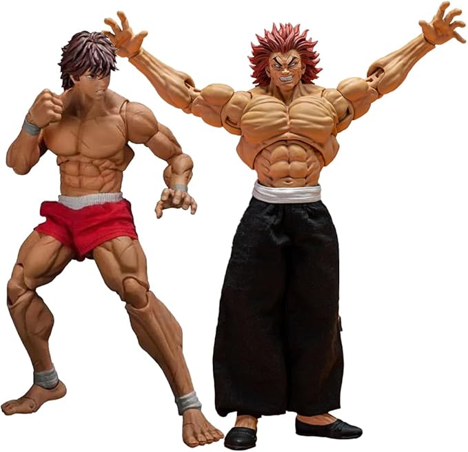2pcs Hanma Figures Hanma Yujiro Action Figure Yujiro Hanma Fighting Model Statue Ultra-Movable with Changeable Parts Ornaments
