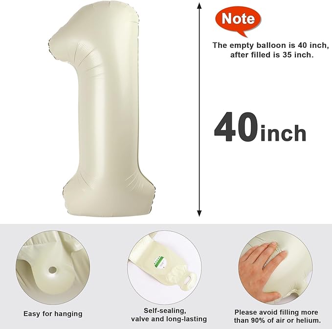 Number Balloons 40 Inch Cream, 18th Birthday Party Decoration for 1 8 18 81 Men & Women, Big Foil Balloon Number for Wedding Celebration Adult Party Supplies