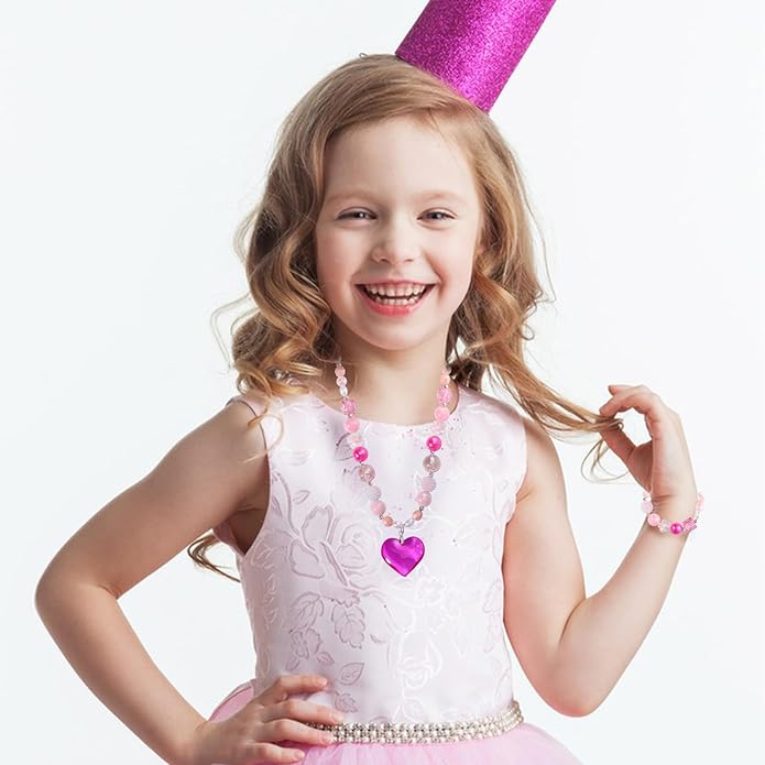 PinkSheep Toddler Jewelry Kids Necklace Choker and Bracelet 3 Pack 9pcs, Little Girls Jewelry In Box, Flower Girl Gift Kids Girls Accessories