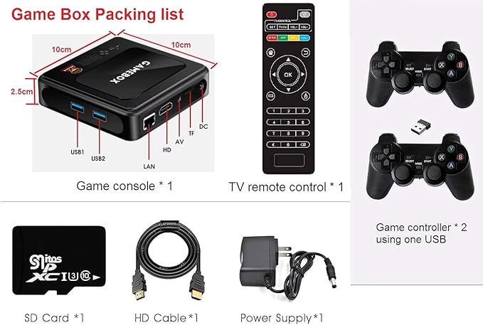 Retro Game & TV Super Console,with 40,000+ Games, Compatible with 40+ emulators, Game Emuelec 4.5/TV Android 9.0 Dual System, Supports 1080P,BT5.0 (128GB(40000+Games))