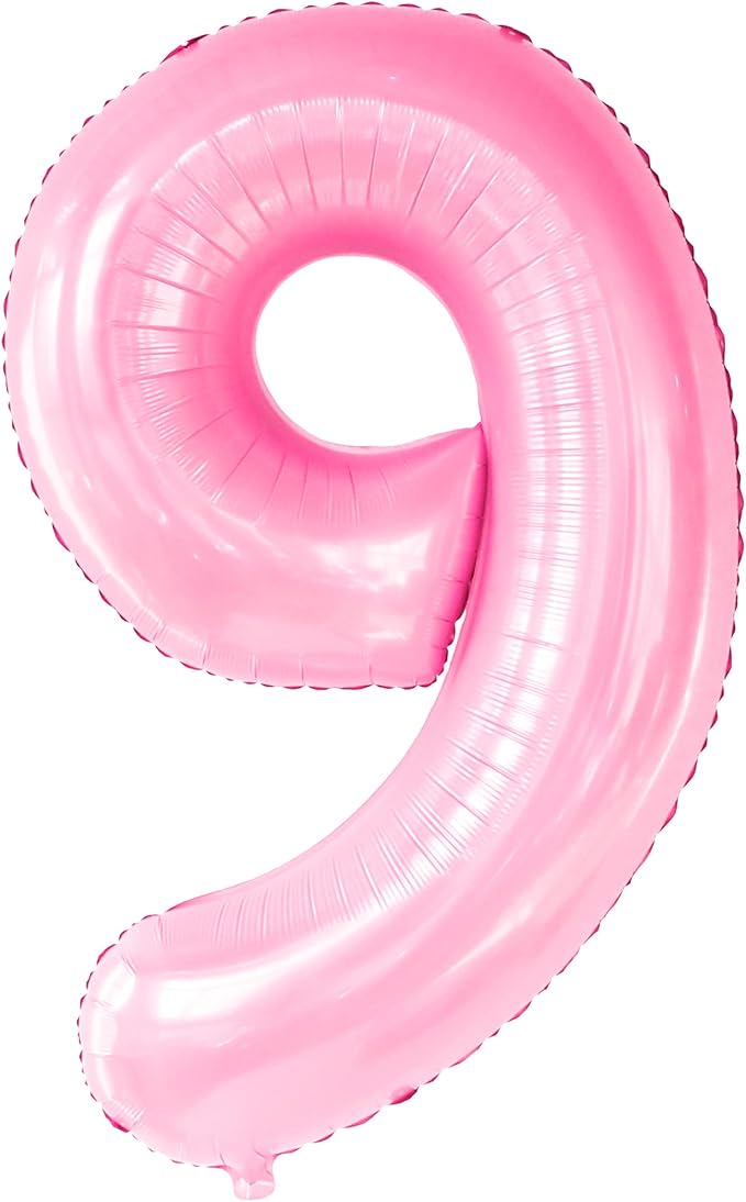 KatchOn, Giant Light Pink Number 9 Balloon - 40 Inch | Foil 9 Birthday Balloon for 9th Birthday Decorations | 9th Anniversary Decoration | Pink Party Decoration