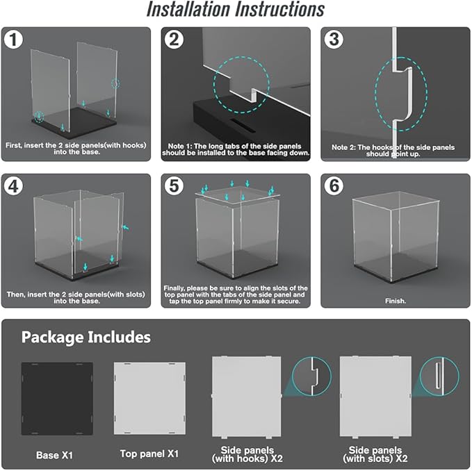 DuvinDD Acrylic Display Case for Lego Pac-Man Arcade Building Toy 10323, Dustproof Clear Display Box for Lego Tuxedo Cat 21349, 13.7 inch Tall Showcase for Trophy Doll