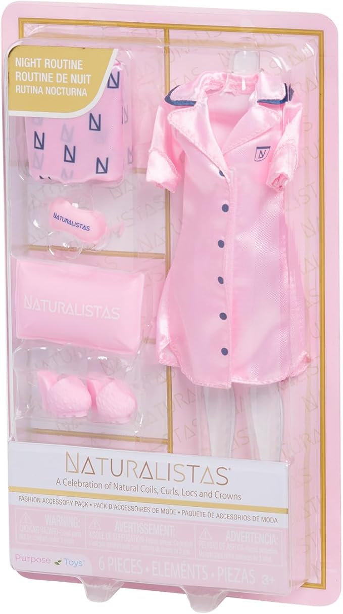 Naturalistas Fashion Pack Night Routine 6-Piece Outfit and Accessories Set for 11.5-Inch Tall Naturalistas Dolls, Designed and Developed by Purpose Toys (Doll Sold Separately)