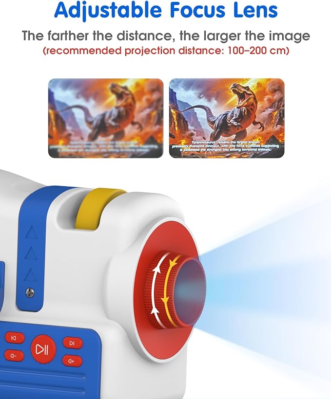 Story Projection Machine with 4 Story Cards, Built-in Audio Player, 9 Sleep Sounds & Gradient Night Light, Gift Toy for Toddlers and Kids (Boys & Girls) Age 3+, Battery or USB Powered