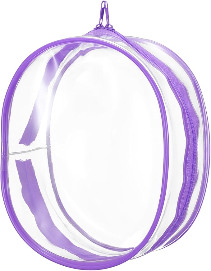 uxcell Figure Display Bag, 6.1 x 3.1 x 7.3 Inch PVC Oval Portable Dolls Pouch Carrying Case Storage Bag Keychain Charm for Showing Off Boxes Dolls, Purple