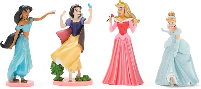 Disney Store Official Princess Figure Set – 7 Fully Sculpted Disney Figures Including Cinderella, Mulan, Jasmine & More in Double-Tiered Box with Scenic Backgrounds