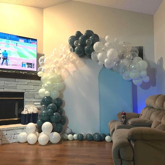 Under The Sea Balloons, 35PCS Dusty Slate Blue and Green Balloons, Baby Light Green Sand White Latex Balloon for Kids Boys Under The Sea Ocean Themed Baby Shower Birthday Party Decorations Supplies