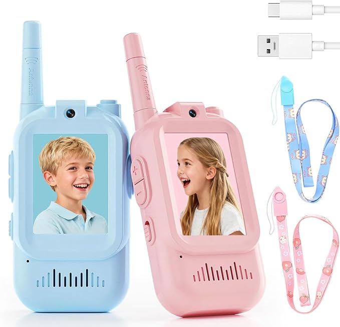 𝟮𝟬𝟮6𝗡𝗲𝘄 Kids Video Walkie Talkie, Upgraded Version 2 Pack Rechargeable Kids Video Walkie Talkie, Indoor Outdoor Family Toy, Camping, Hiking, Suitable for Boys and Girls