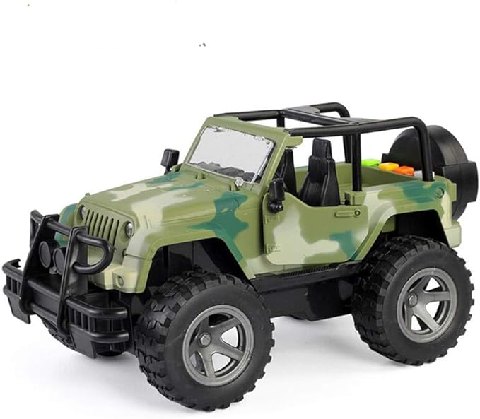 Car Toy 1:16 Off-Road Military Fighter Friction Powered Toy Vehicle with Fun Lights and Sounds