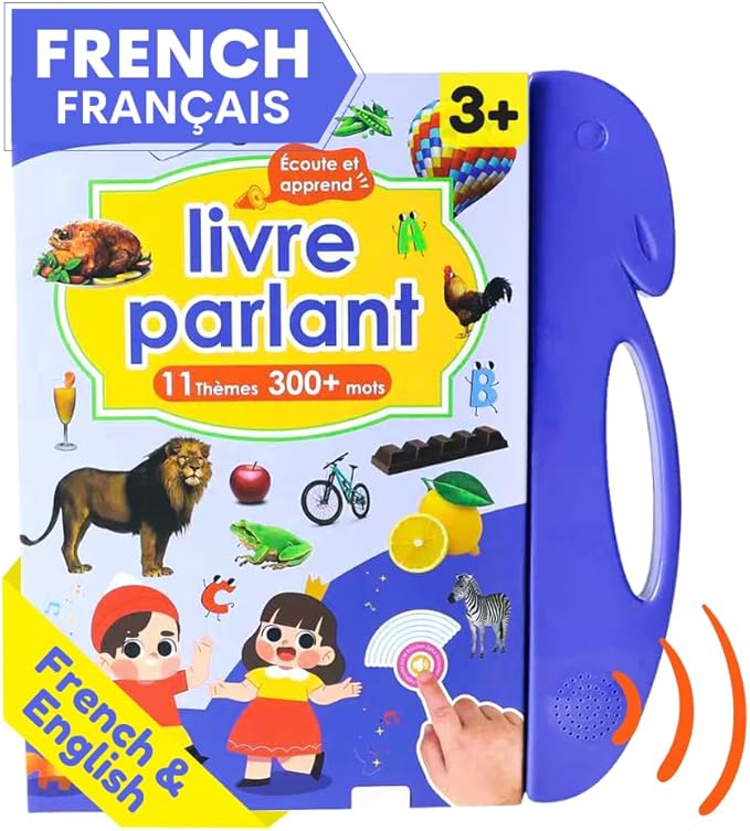 ZeenKind French English Sound Book for Kids 2 3 4 5 Years Old, Learn French for Kids Interactive Audio Learning Talking Books for Toddlers, Educational Livres en Francais Pour Enfants