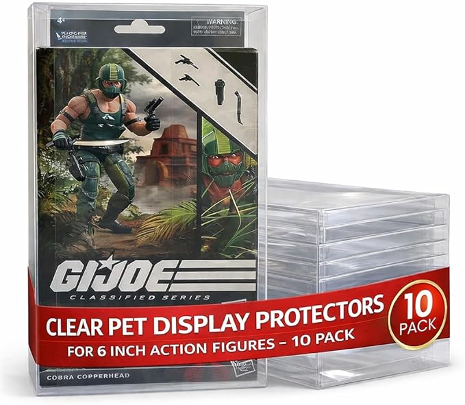 EVORETRO PET Display Case Protector Compatible for GI Joe 6 Inch Action Figure Classified Series Windowless Box - 0.40MM Thick Protective Clear Case for GI Joe Action Figures Windowless Box (10 Pack)