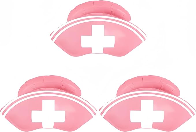 3Pcs Pink Nurse Cap Balloons/Nurse Party Decorations/Nurse Graduation Decorations/Nursing Graduation Party Supplies/Nursing School Graduation Party Decoration/Nurse Balloons