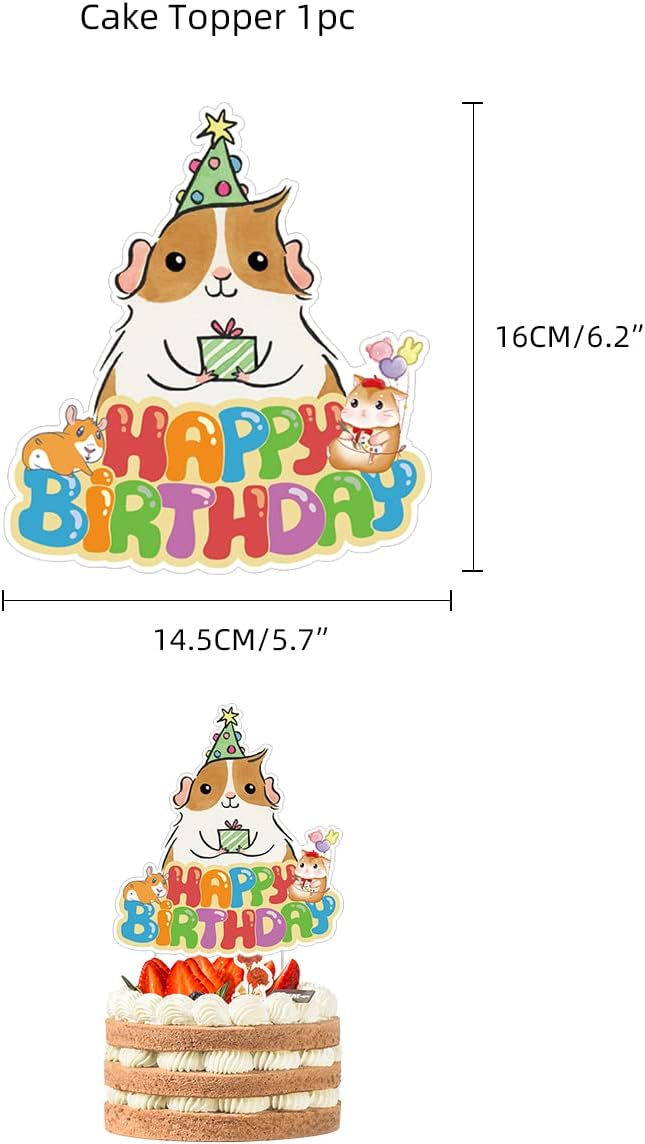 Guinea Pig Birthday Party Decorations Supplies,Children Guinea Pig Birthday Party Balloons Banners Cupcake Decorations,Hamster Party Supplies for Kids