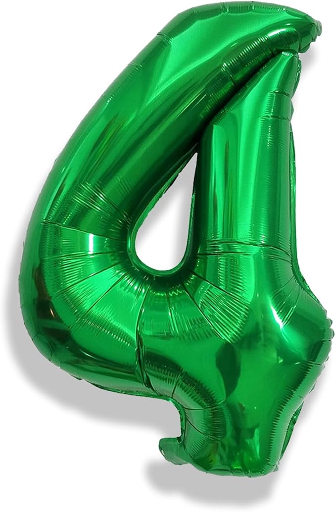 Emerald Green Number Balloons, 40 Inch Dark Green Number 4 Balloon for Boys, Giant 0-9 Set with Foil Helium for 4th Women Boys Birthday Party Decor Anniversary Jungle Decoration Supplies