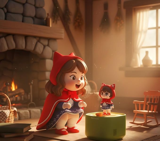 Magic AI Children's Storytelling Toy Machine -Little Red Riding Hood and Alex The Panda's Journey Home Personalized Interactive Stories with Smart Q&A, Fun Character Toys