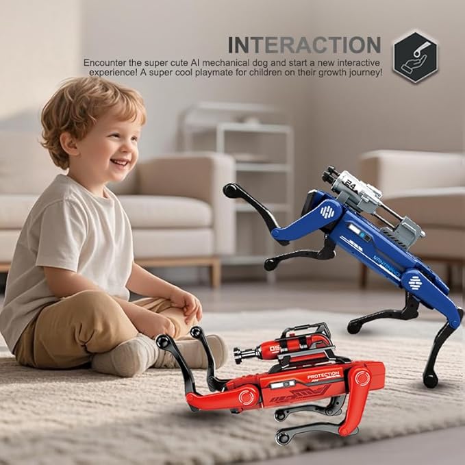 AI Robot Dog, STEM Educational Programmable Puppy with Voice & Remote Control, Lifelike Actions, Spray & Mechanical Arm for Interactive Play, for Kids