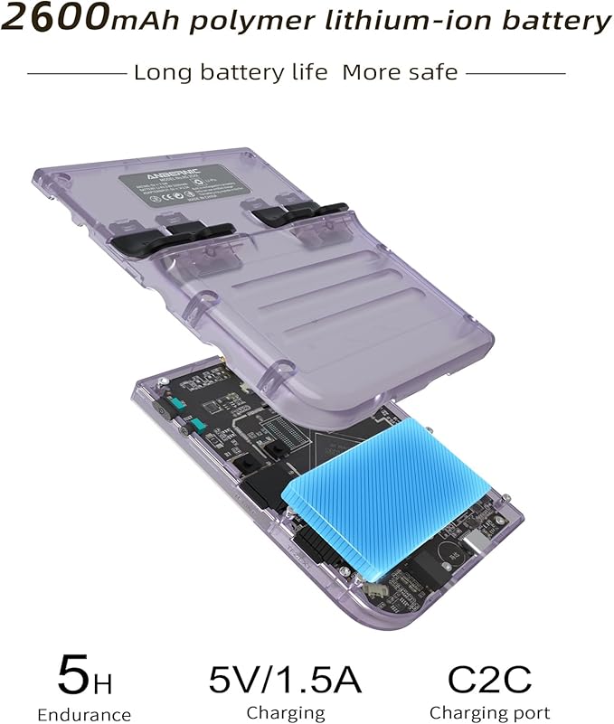 RG35XX Retro Handheld Game Console Linux System HD and TV Output 3.5 Inch IPS Screen 64G TF Card 5500+ Classic Games 2600mAh Battery RG35XX Purple
