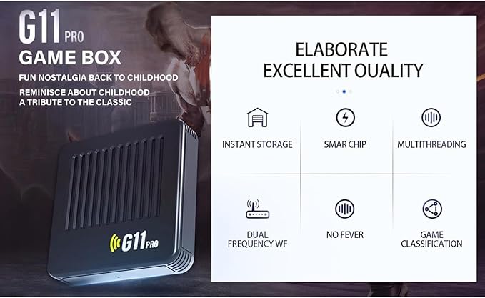 All8bit, All 8 Bit G11 Pro, All 8 Bit Console G11 Pro, 100,000 Games, [4K + 256GB] with 2.4G Wireless Dual Controllers, Portable Plug, Play Gaming Console (256GB)