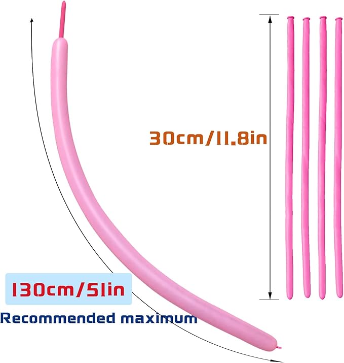 Pink 260 Long Skinny Twisting Animal Balloons, Rainbow Balloons for Animal Shapes Carnival Festival Party Supplies 100pcs