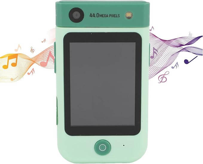 48MP 1080P HD Kids Smart Phone, 2.8in Touchscreen Camera with Autofocus, 180° Rotating Lens, Music Player, Games, Voice Recorder, for Boys Girls, with Carton Stickers (Green