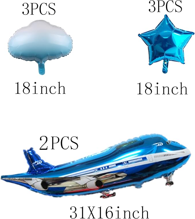 31inch Large Airplane Blue Party Decoration Airplane Balloon Birthday Party Supplies (Two airplanes)