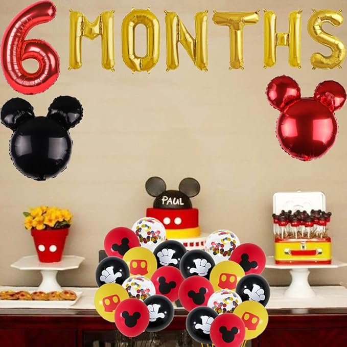 Red Boys Half Birthday Decorations Red Cartoon 6 Months Balloons Boys Six Months Banner for Boys 1/2 Birthday Baby Shower Party Supplies Decorations