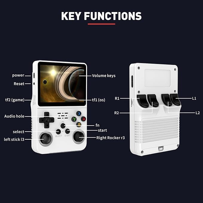R36S Handheld Game Console, 3.5 Inch IPS Screen Open Source Linux System R36S Game Console, 128G TF Card 17000+ Games 10+ Emulators Consola R36S with Dual 3D Joysticks for Boys and Girls