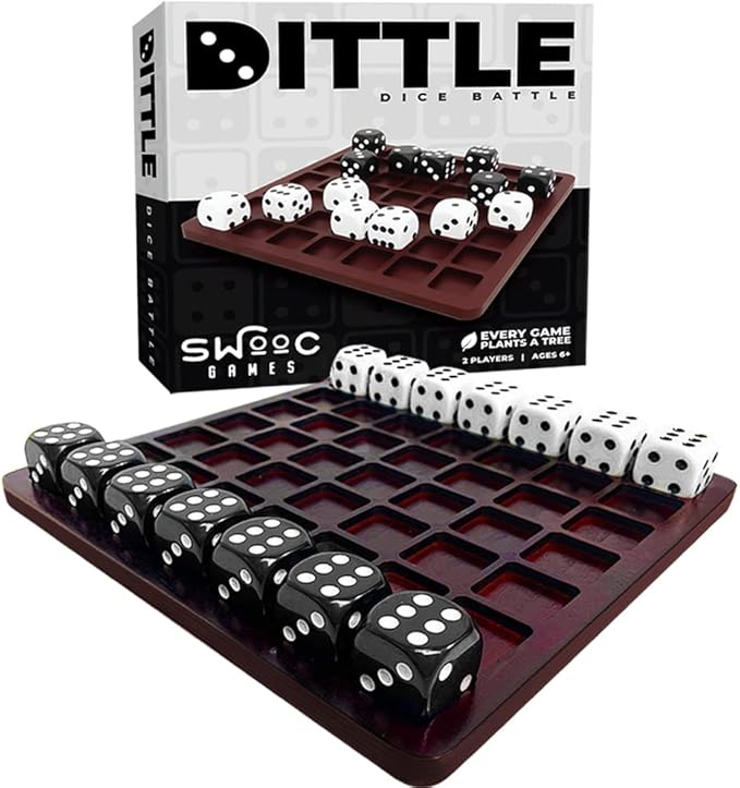 Dittle™- Dice Battle | 2 Player Dice Games for Adults | Adult Board Games for 2 Players | Best Two Player Game for Adults | Two Person Wooden Coffee Table Fun | Bar Game for Adult Indoor Tabletop