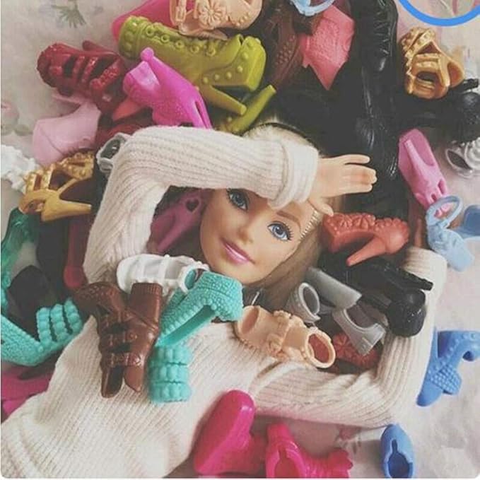 50Pairs Doll Shoes Replacement Different Assorted Colors Doll Flat Shoes High Heel Shoes Doll Boots Set Replacement for 11.5 inch Doll (Doll Shoes)