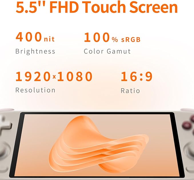 Mangmi Air X Game Console,5.5 Inch IPS LCD Android 14 System and 5000mAh Battery Video Games Consoles,with DDR4+64G eMMC and Wireless Networt Console Casual Game Console RGB Joystick/6-Axis(Gray)