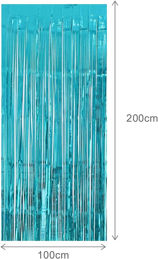 Teal Blue and Silver Birthday Party Decorations, Happy Birthday Banner Turquoise Aqua Teal Foil Fringe Curtain Tissue Pom Poms Balloons Décor Supplies for Men Women Boys Girls Birthday Party