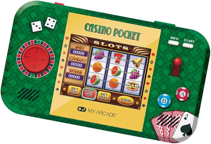 My Arcade Casino Pocket: Retro Casino Arcade Game, 30 Games, Rechargeable Battery, Includes Travel Case and Screen Protector, Roulette, Poker, Blackjack