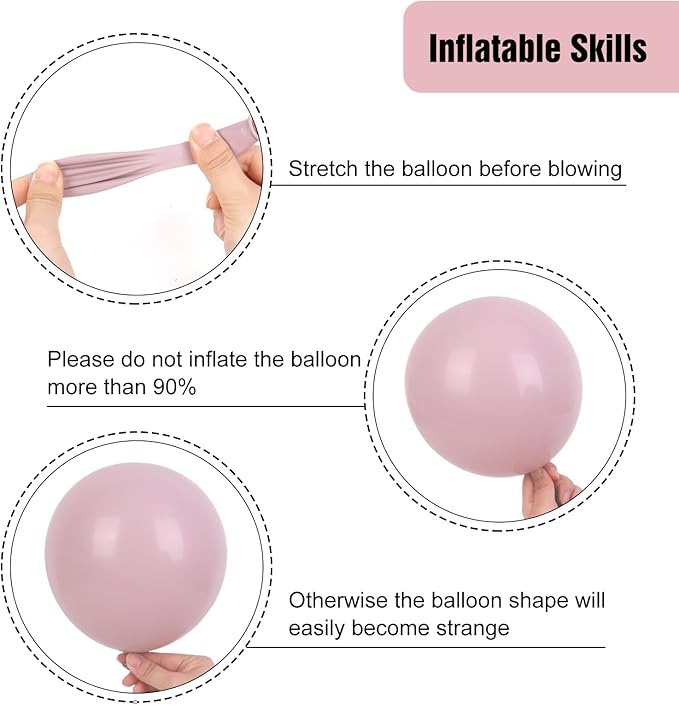 RUBFAC Dusty Pink Balloons 129pcs Different Sizes Pack of 18 12 10 5 Inch, Latex Boho Blush Pink Balloon Garland Arch Kit for Baby Shower Engagement Bachelorette Wedding Birthday Party Decorations