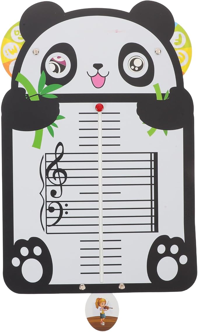Music Note Board: Rhythm Learning Card for Music Education - Cartoon Panda Musical Note Card for Kids Beginners - Five-Line Staff Learning Tool