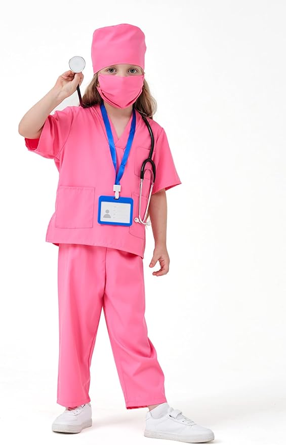 MGparty Doctor Costumes for Kids Halloween Cosplay Dress Up Accessories for Boys Girls Ages 3-10
